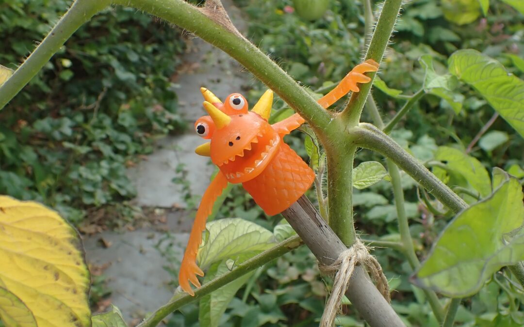 Ik ben me rot geschrokken in de tuin